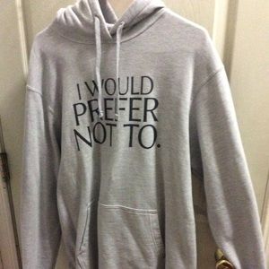 LIKE NEW Long Light Gray Hoodie with Printed Text